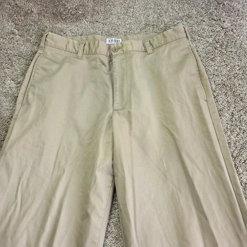 IZOD PerformX Chino Pants Mens 34x32 Tan Khaki Outdoor Casual Lightweight Golf